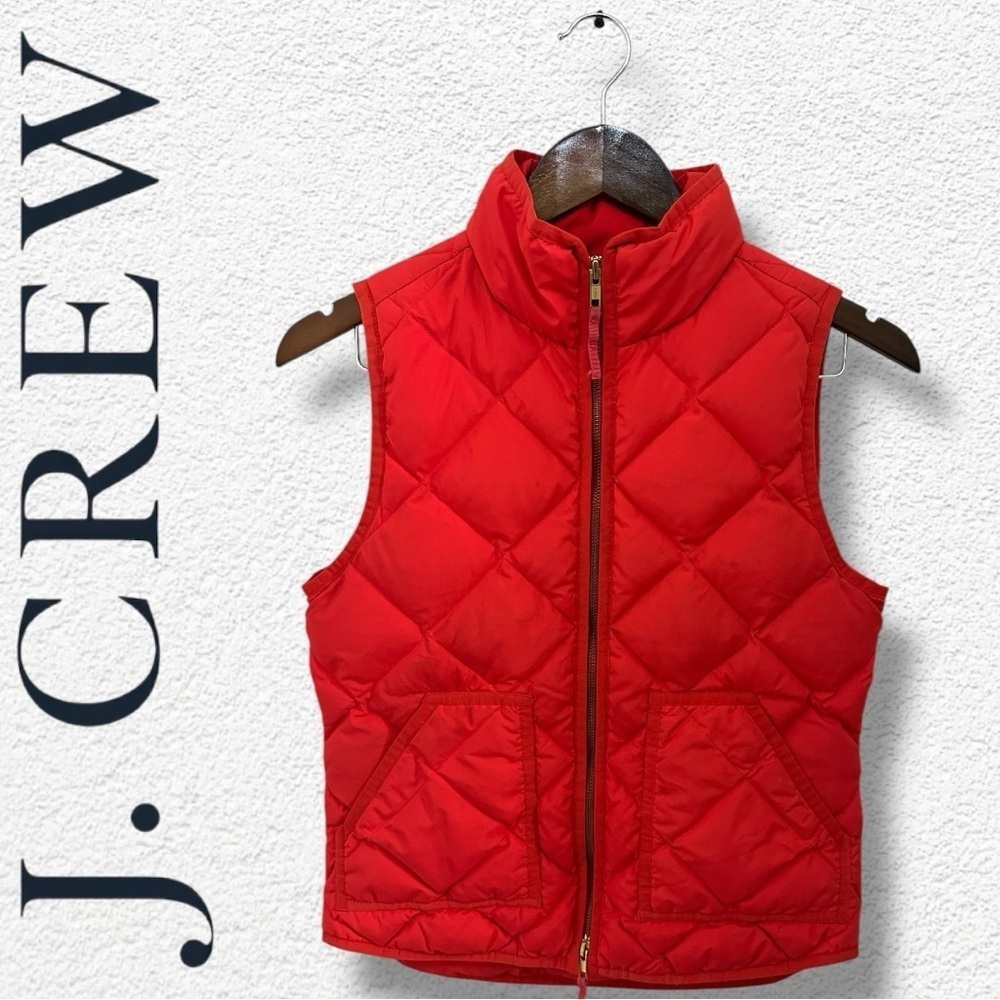 089 J.Crew | UK Quilted Puffer Vest | Red Salmon Lightweight Down (Size XS)